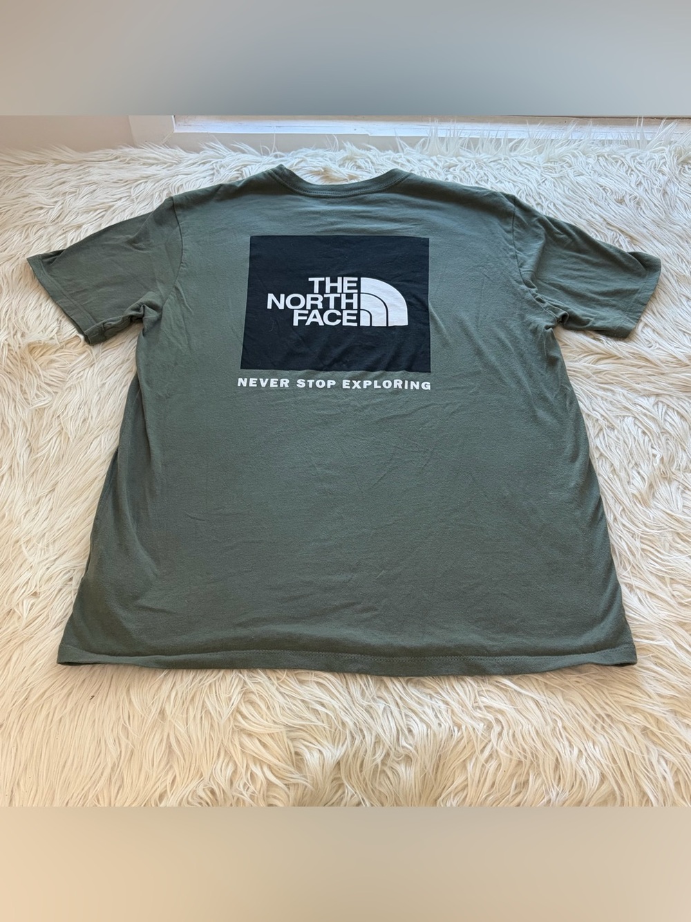The North Face Green T Shirt 100% Cotton Short Sleeve Graphic Men's Size L